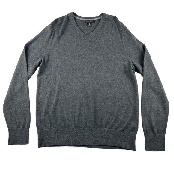 EUC Banana Republic Cotton Cashmere V-Neck Knit Sweater Men’s Size Large Gray - Picture 1 of 8